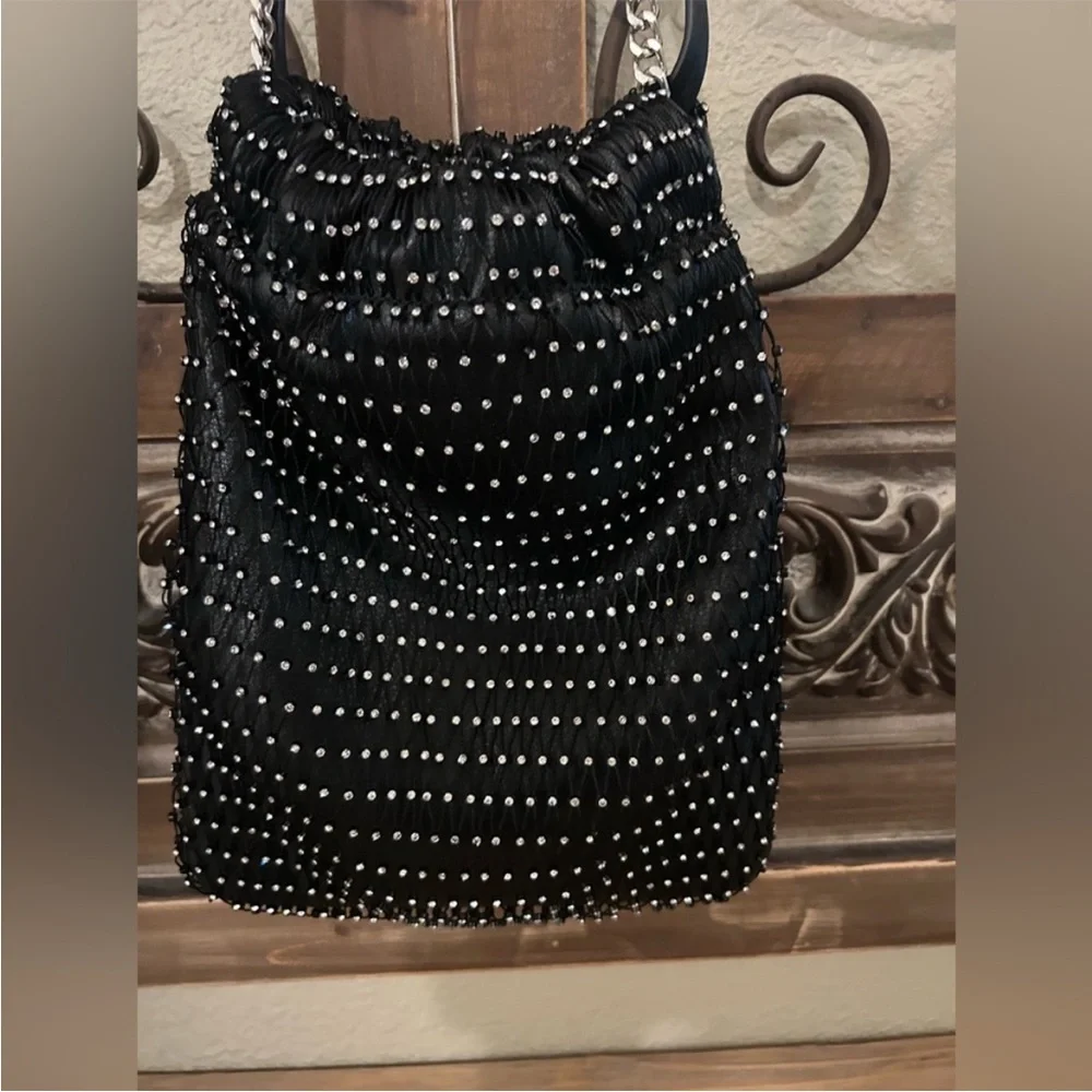 Zara Diamond Beaded Drawstring Bag - Picture 5 of 8
